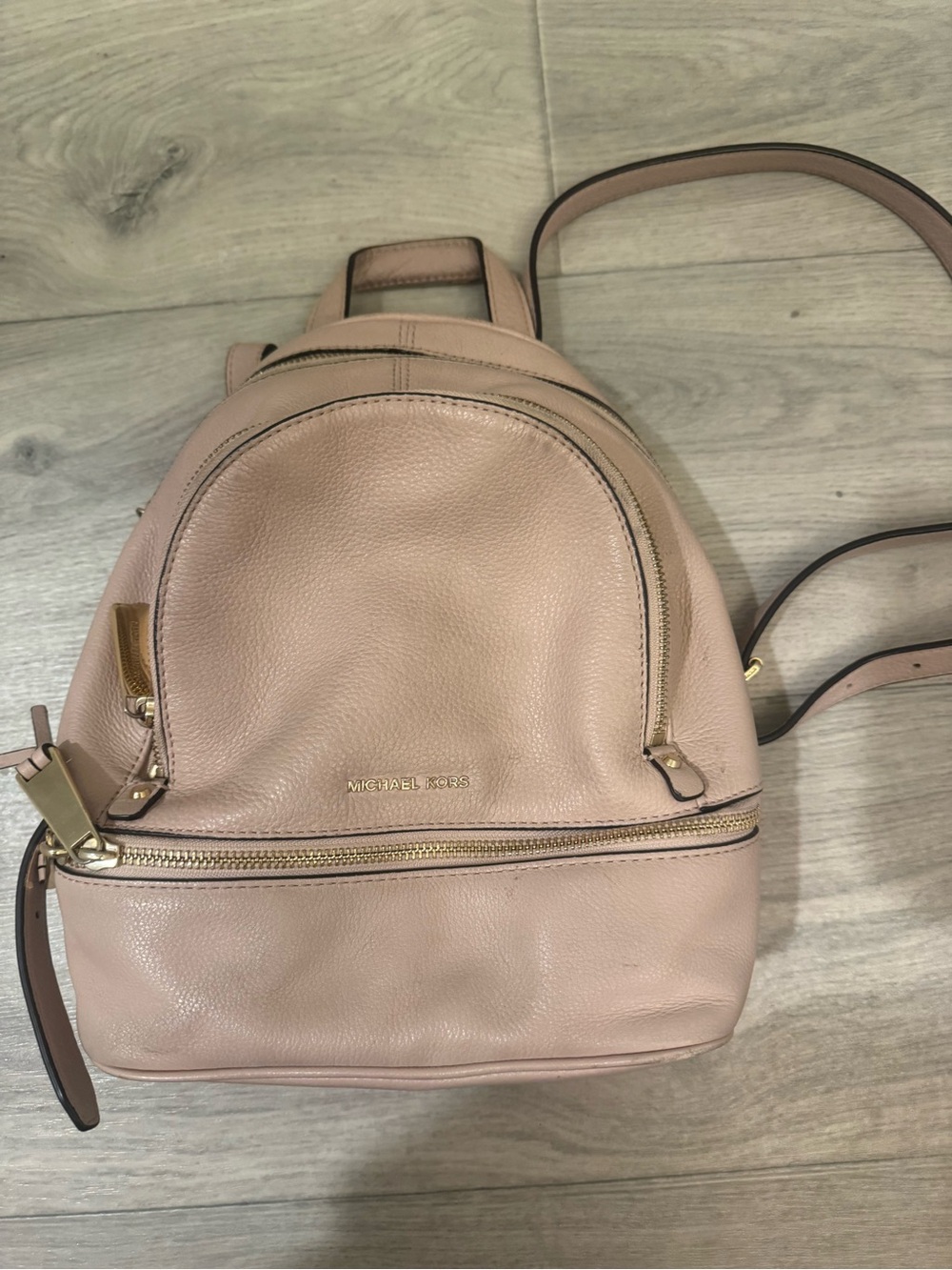 Michael Kors Rhea Blush Pink Pebbled Leather Backpack